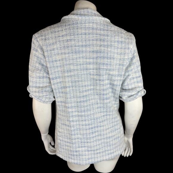 GRAVER Susan Graver Knit Tweed Short Sleeve Blazer Wind Blue Small Career - Picture 4 of 14